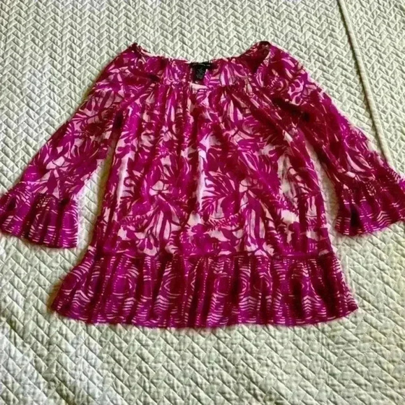 I-N-C Pink Purplish Sheet‎ Flowered Blouse - Small - Picture 1 of 3